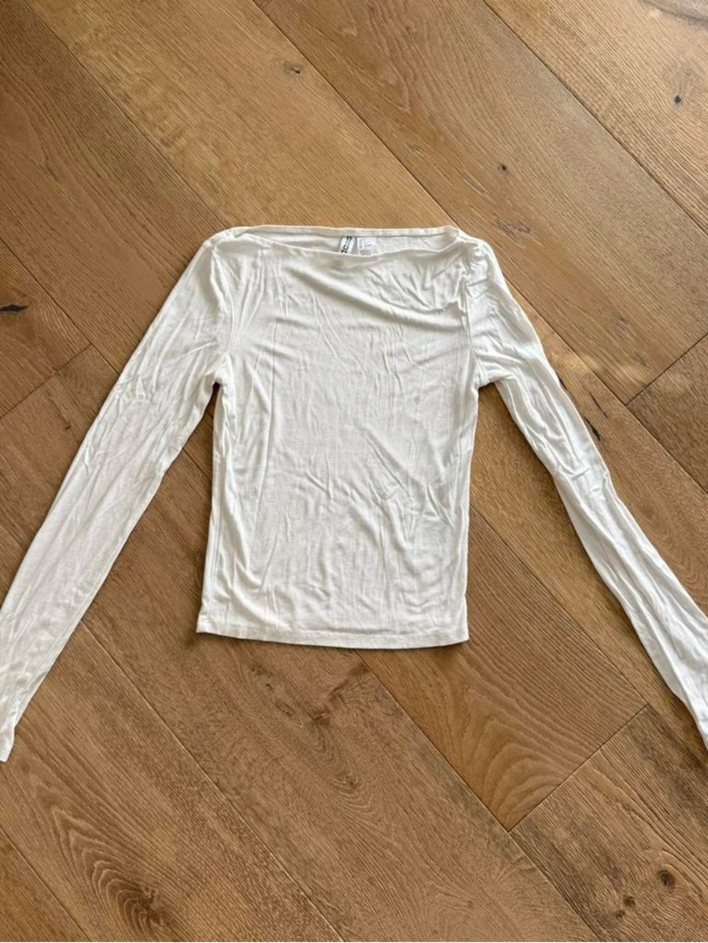 H&M White Long-Sleeve Women's Boatneck Top | Size S | Excellent Condition